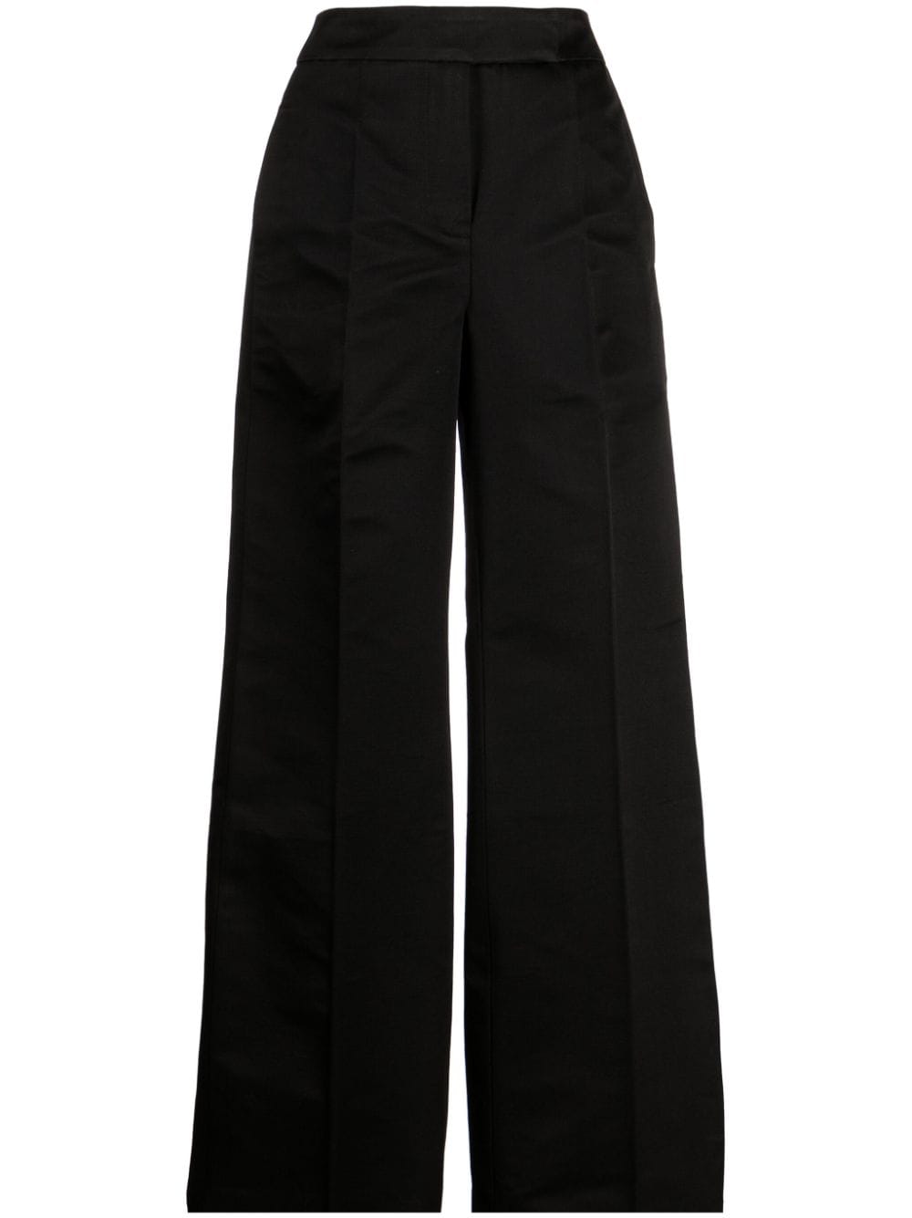 Sa Su Phi High-waisted Cotton Flared Trousers In Black