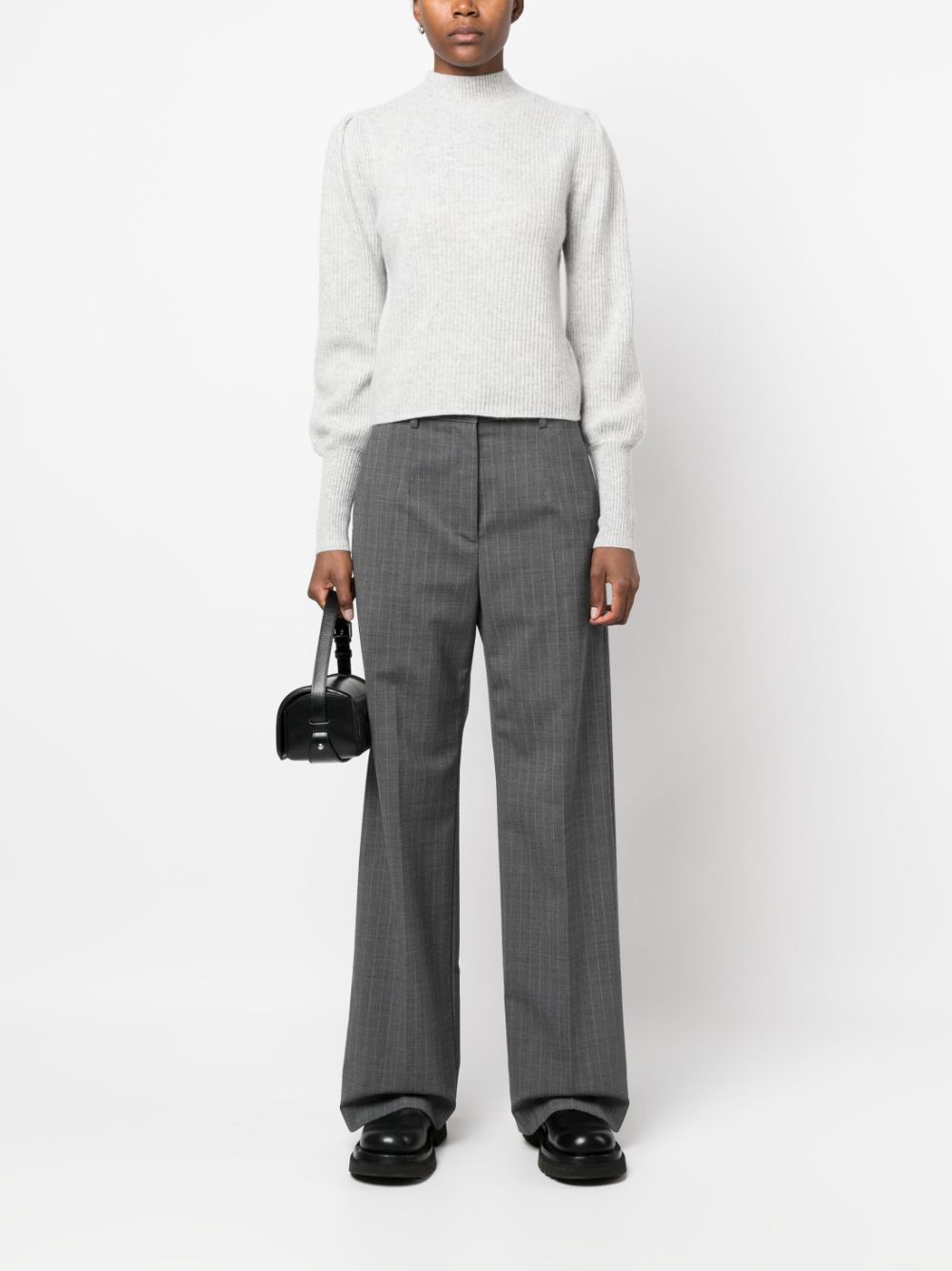 Allude high-neck ribbed-knit jumper - Grijs