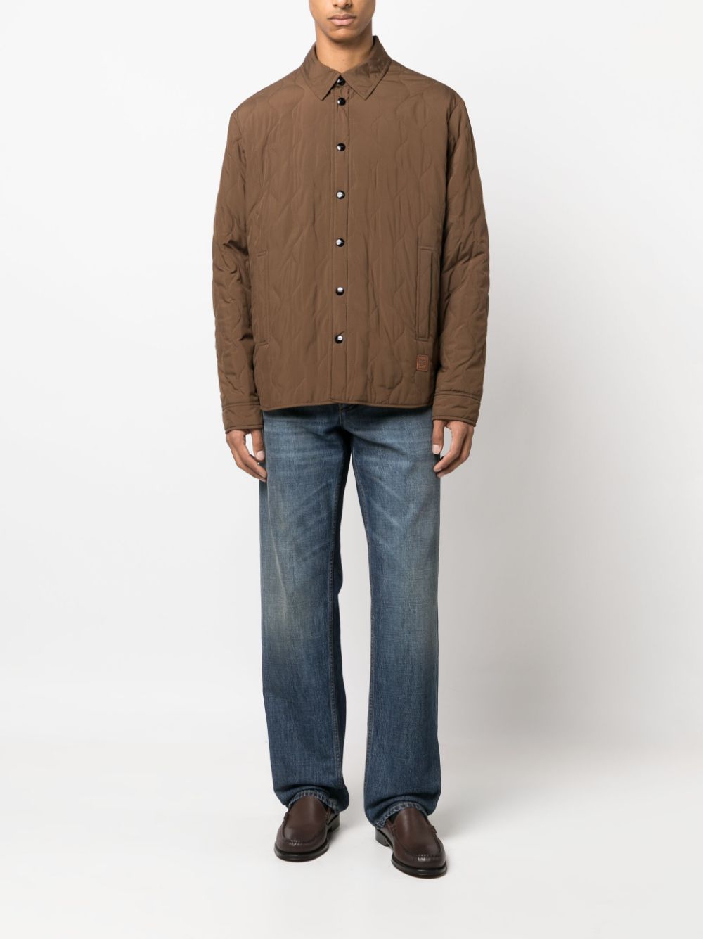 ETRO quilted button-up shirt jacket - Bruin