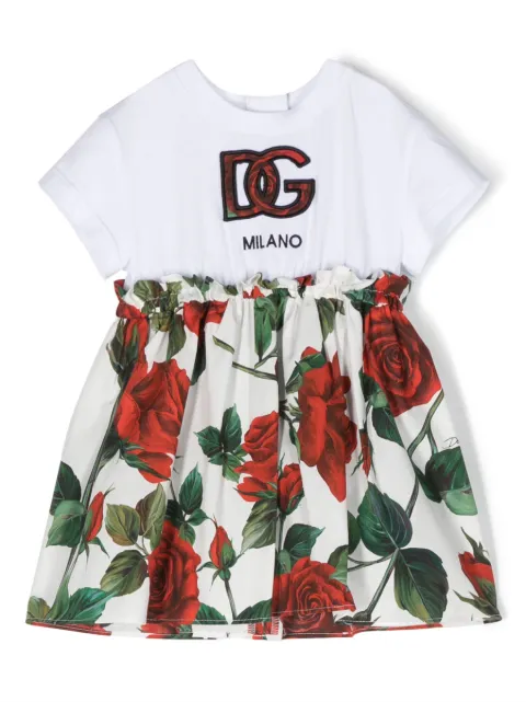 Dolce & Gabbana Kids rose-print layered flared dress