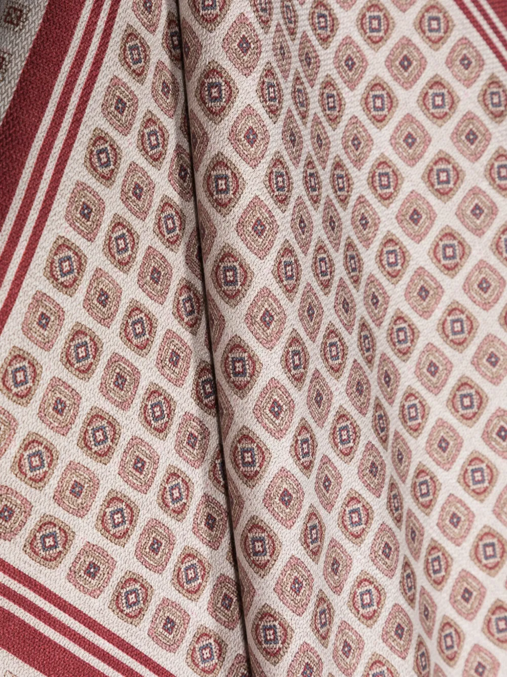 Brunello Cucinelli Geometric-pattern Reversible Silk Pocket Square In Red