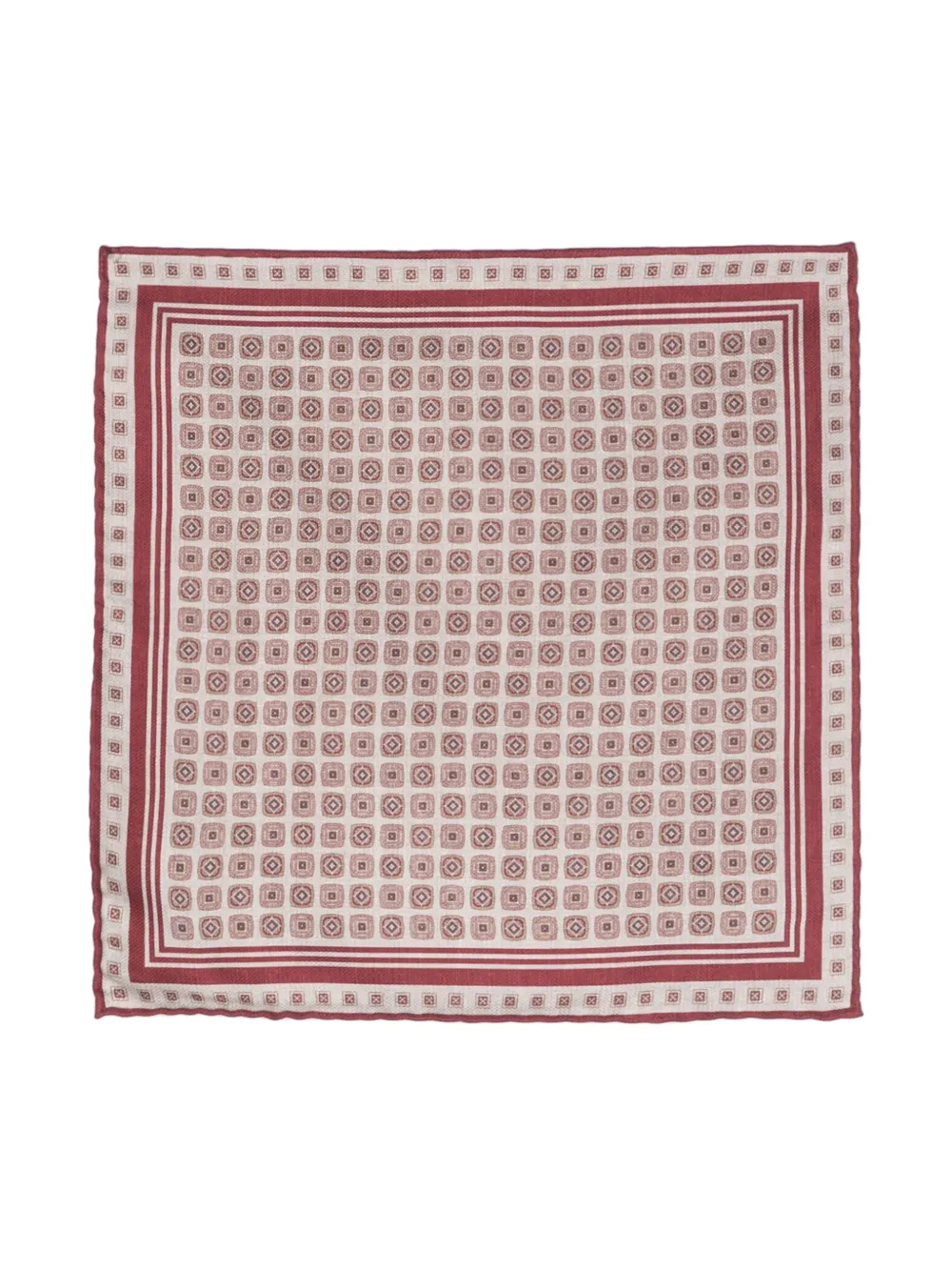 Brunello Cucinelli Geometric-pattern Reversible Silk Pocket Square In Red