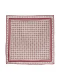Brunello Cucinelli geometric-pattern reversible silk pocket square - Red