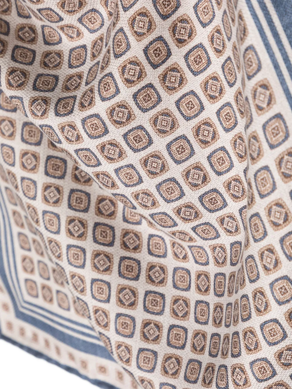 Brunello Cucinelli Geometric-print Silk Scarf In Brown