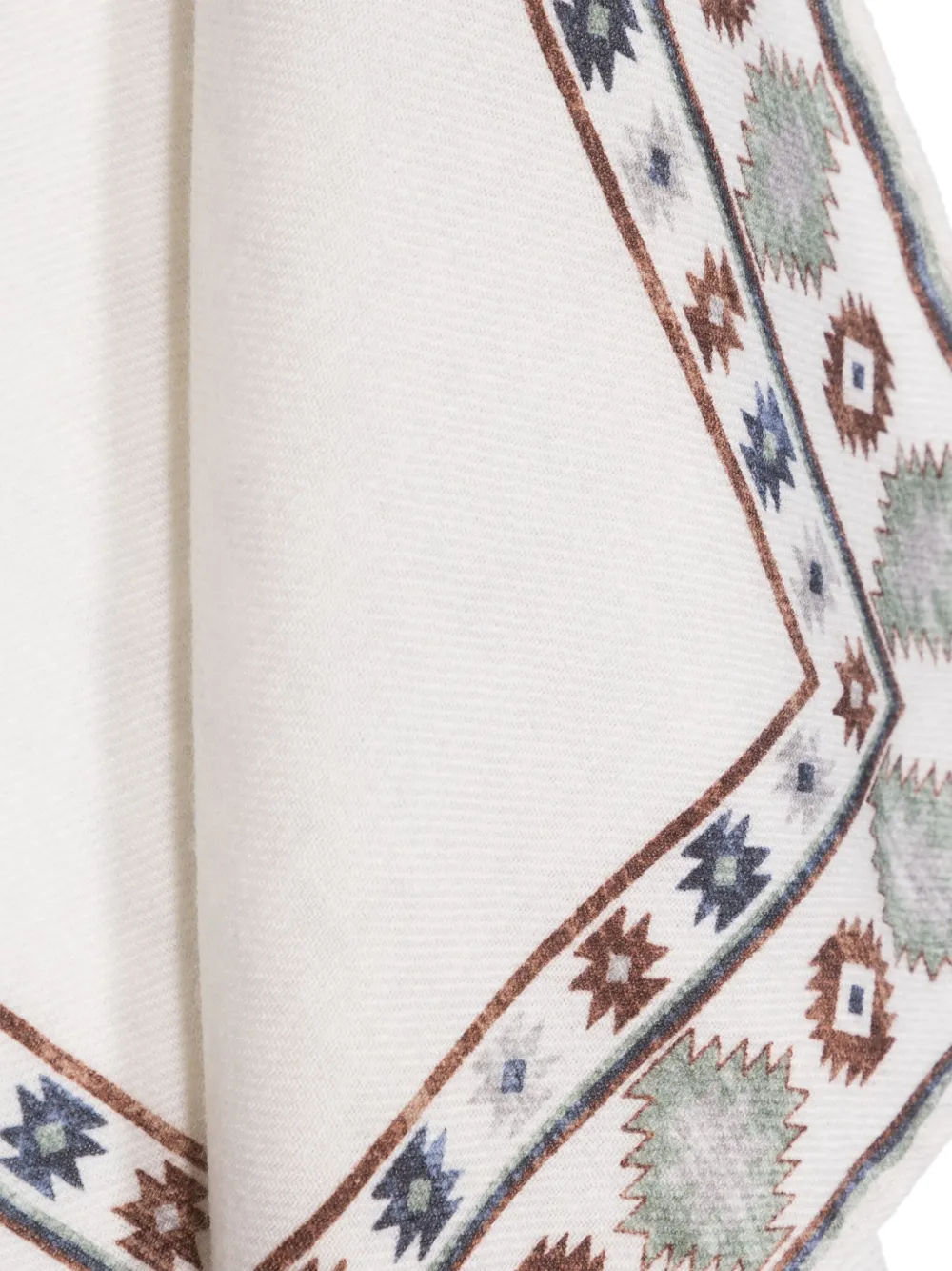 Brunello Cucinelli Geometric-print Organic Wool Scarf In Neutrals