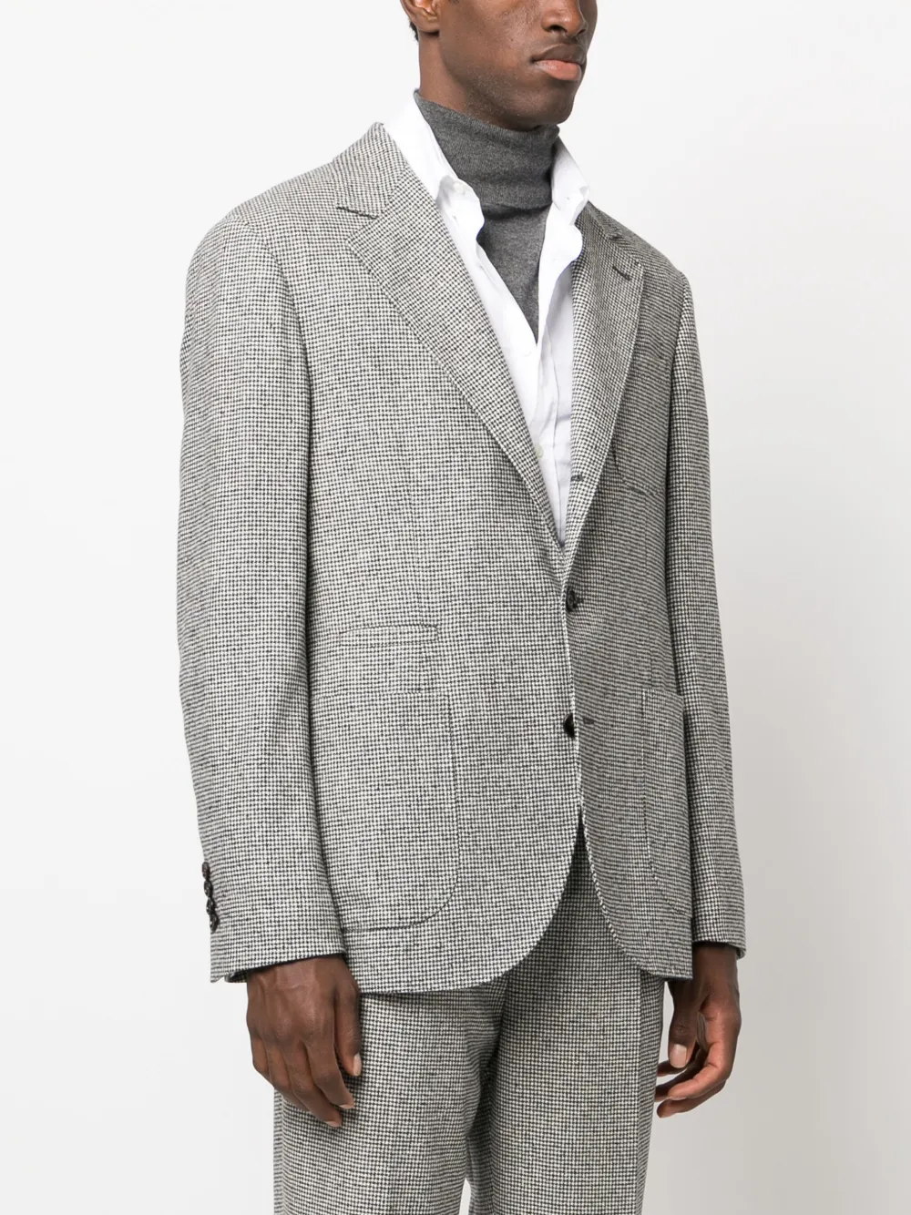 Brunello Cucinelli Houndstooth-pattern Virgin Wool-blend Suit In Animal Print