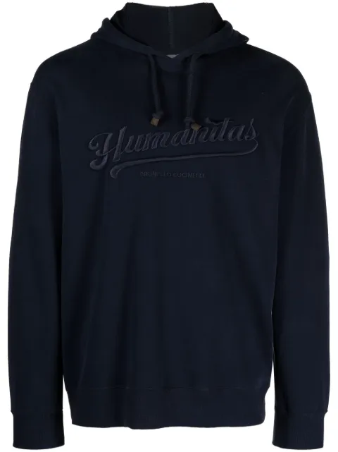 Brunello Cucinelli slogan-embroidered cotton hoodie
