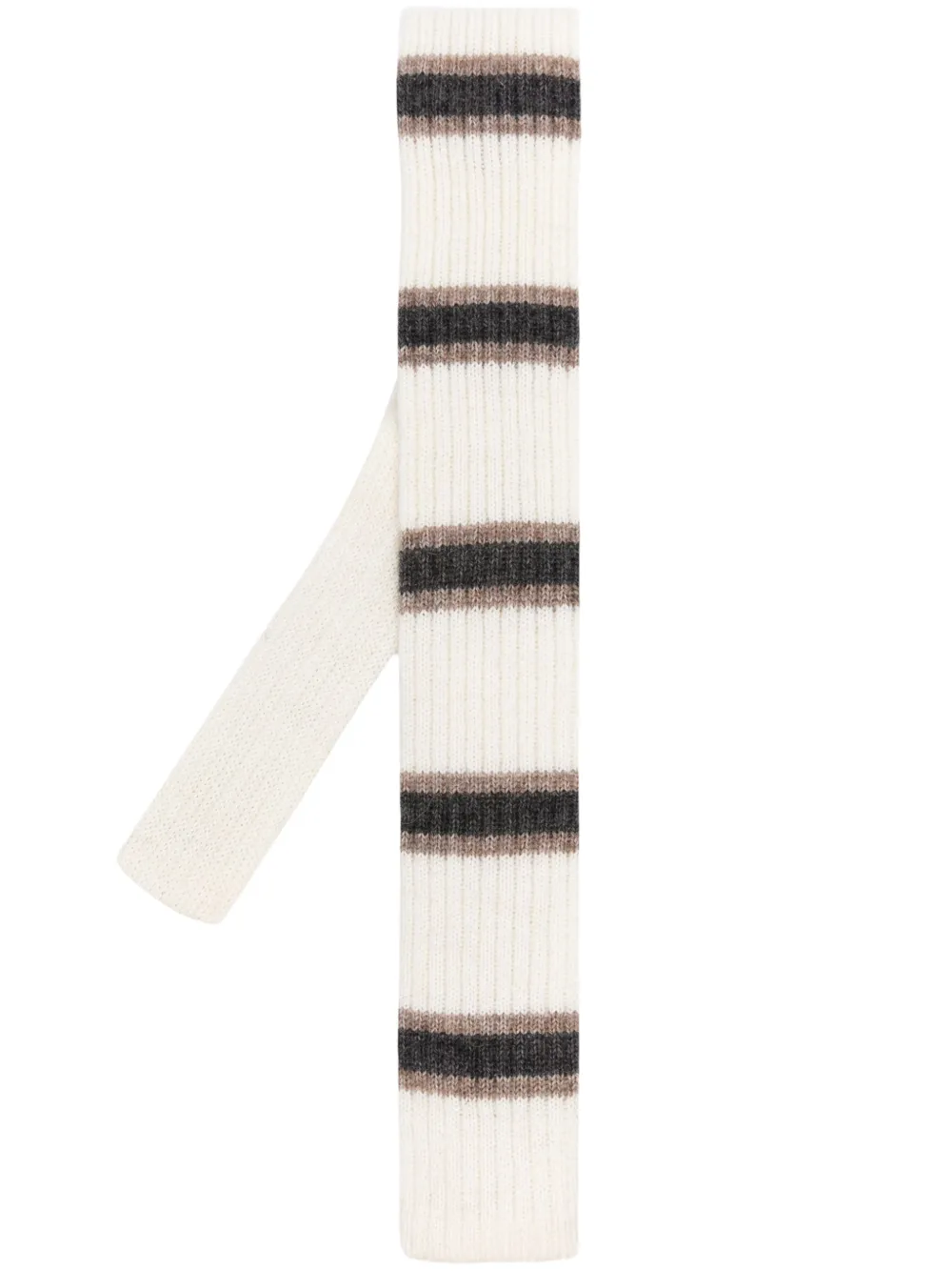 Brunello Cucinelli Stripe-pattern Knitted Tie In Neutrals