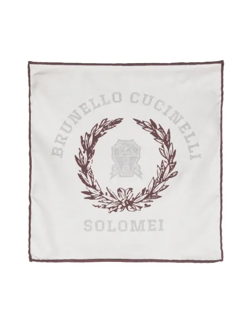 Brunello Cucinelli logo-print silk scarf