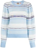 BOSS stripe-pattern crew-neck sweatshirt - Blue