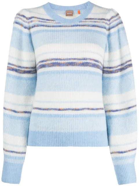 BOSS stripe-pattern crew-neck sweatshirt