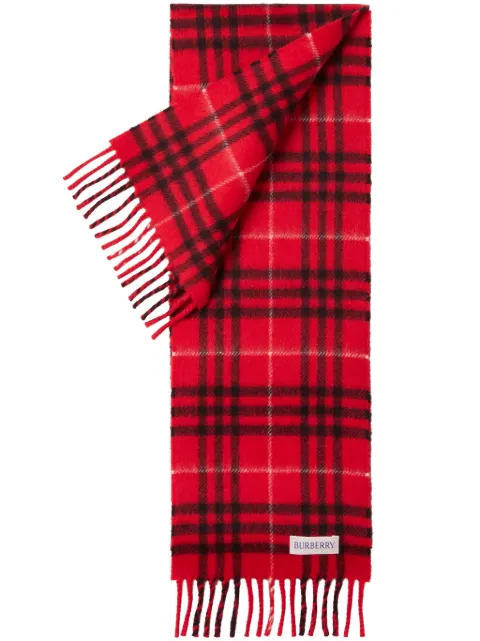 Burberry checkered cashmere fringed scarf