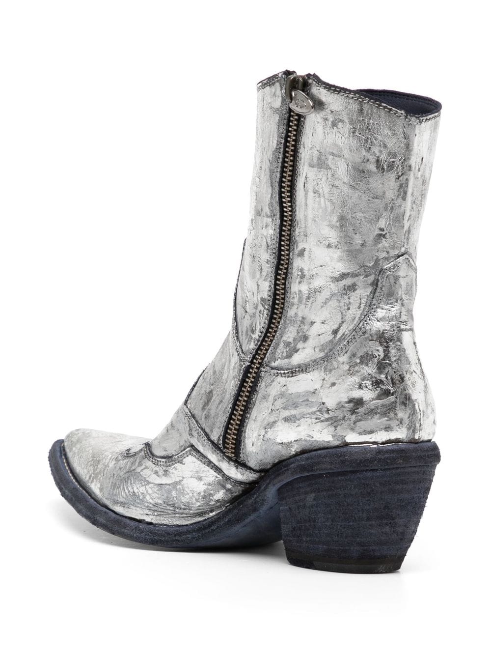 Shop Madison.maison Laminated Leather Ankle Boots In Silver