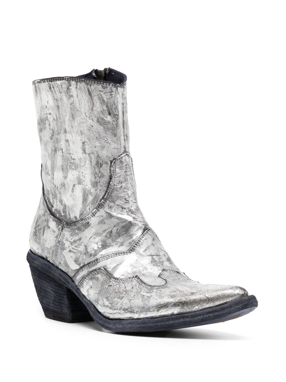 Shop Madison.maison Laminated Leather Ankle Boots In Silver
