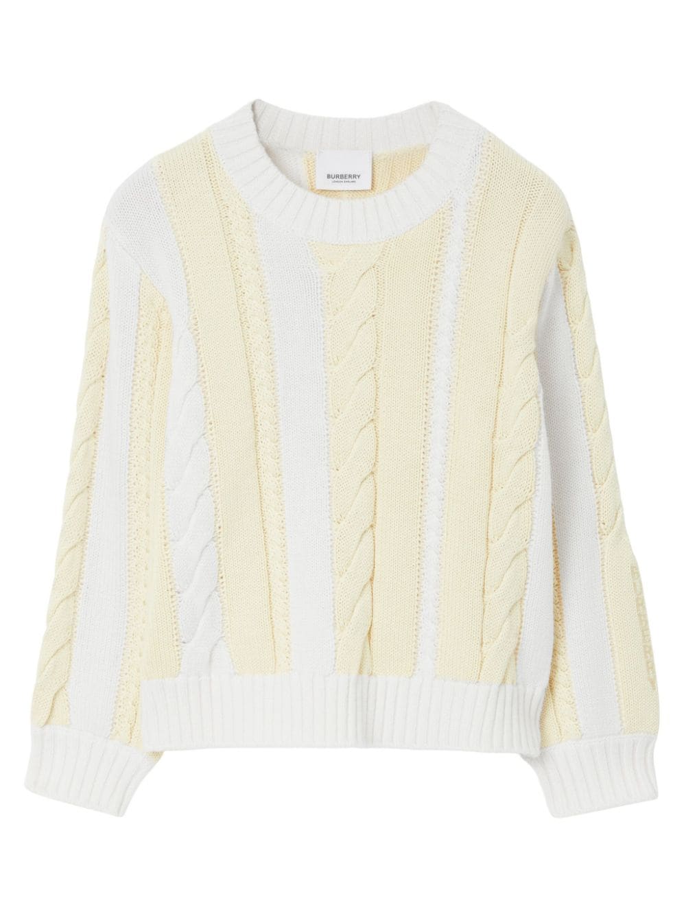 Burberry Kids' Cable-knit Wool-cotton Jumper In Yellow