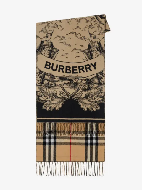 Burberry cashmere jacquard reversible scarf