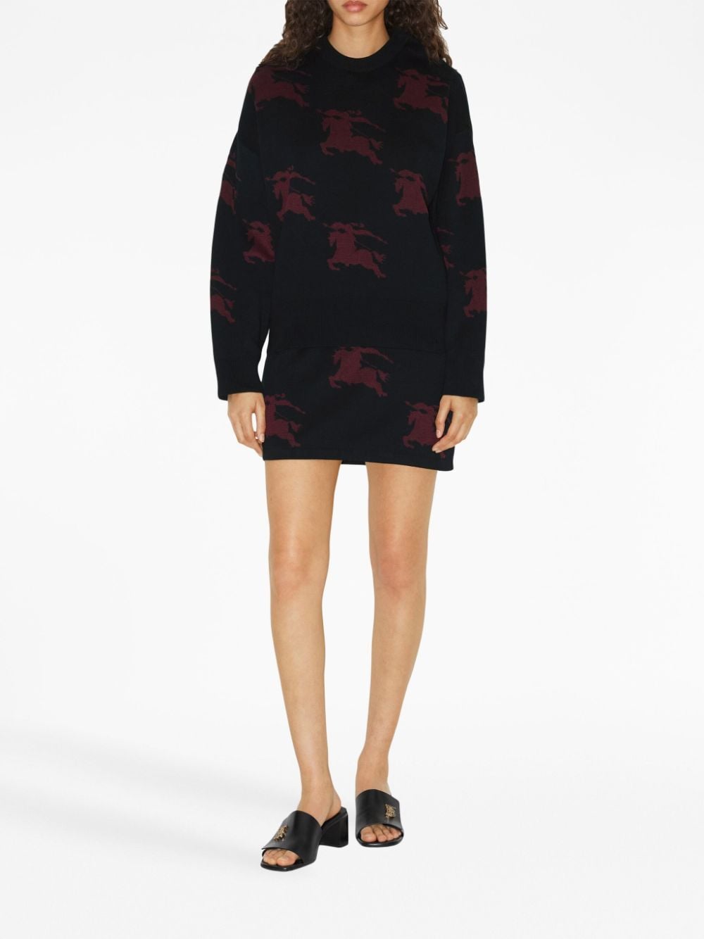 Shop Burberry Ekd Patterned Jacquard Jumper In Black