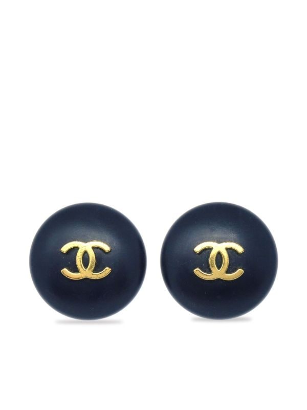Chanel Pre-owned 1995 CC Button Earrings - Gold