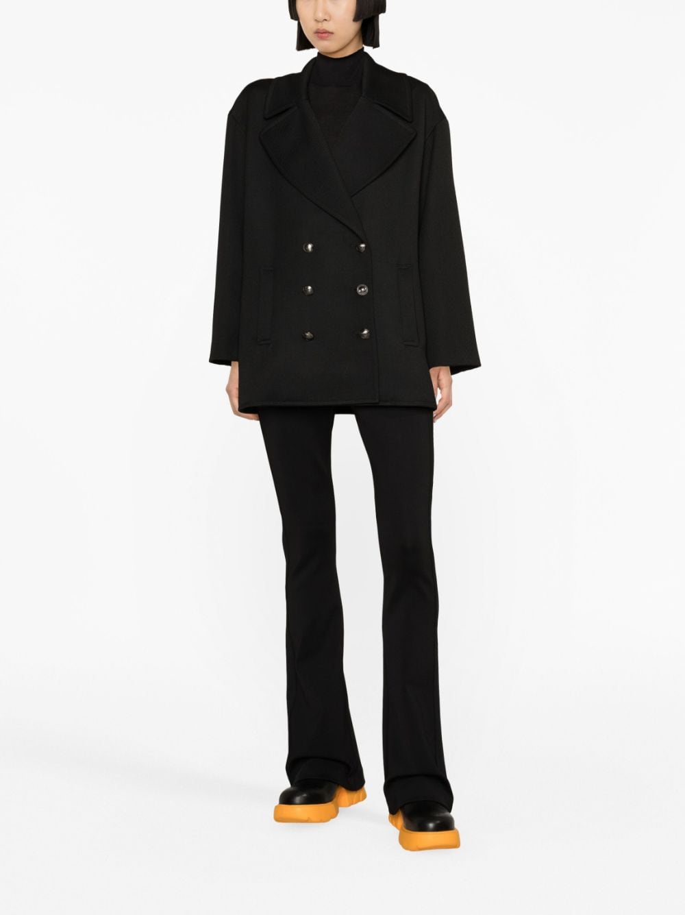 Patrizia Pepe double-breasted drill coat - Zwart