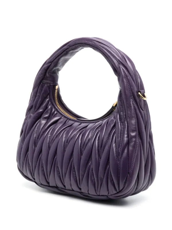 Miu Miu Mini Wander Matelassé Shoulder Bag | Purple | FARFETCH JO