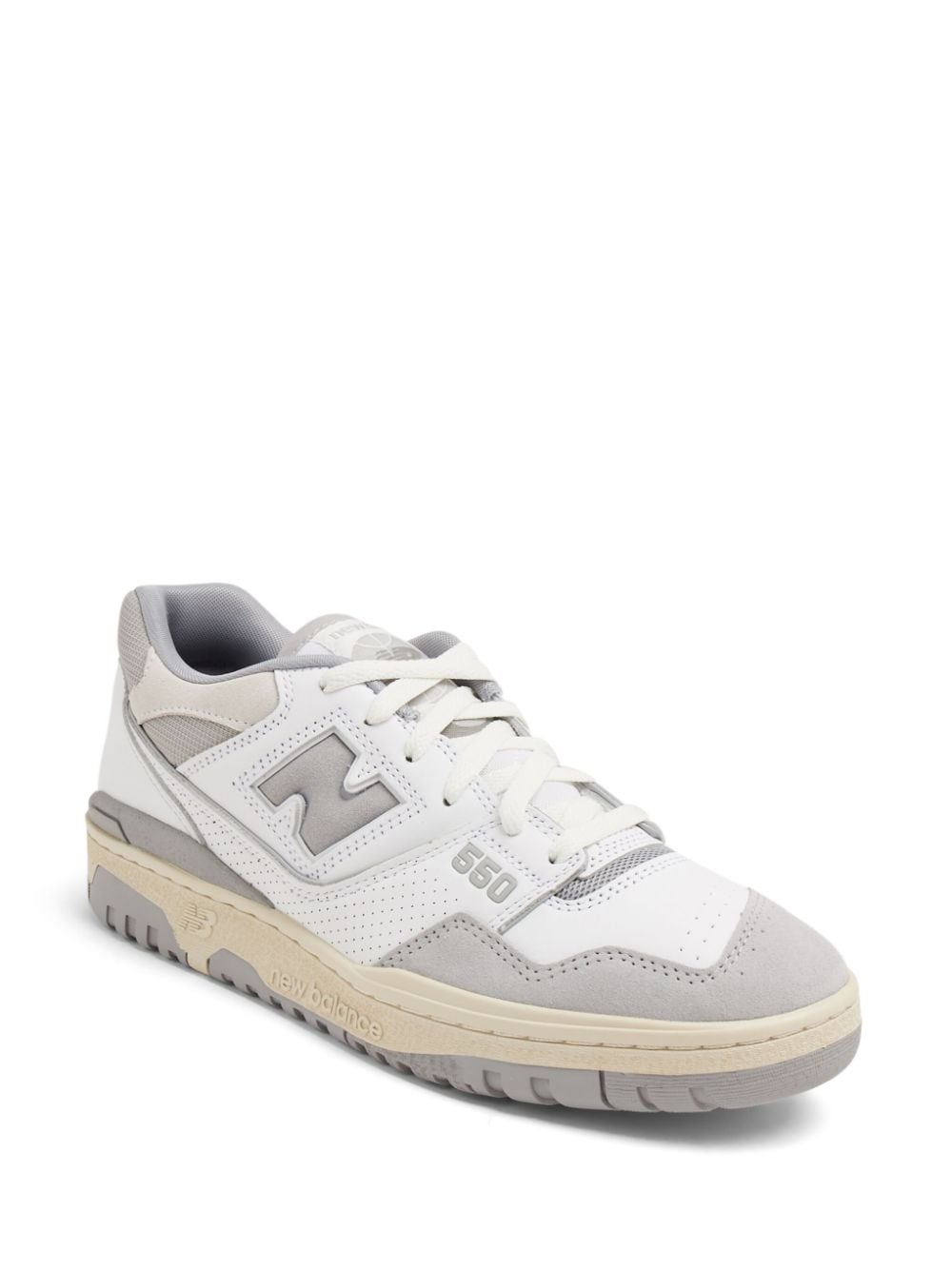 Shop New Balance 550 Logo-embossed Leather Sneakers In White