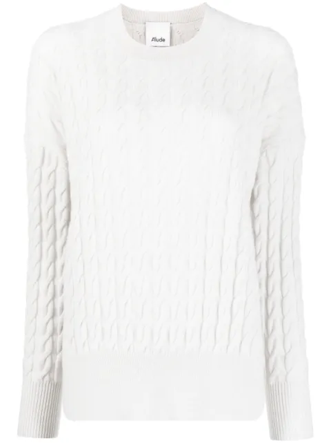 Allude cable-knit long-sleeve jumper
