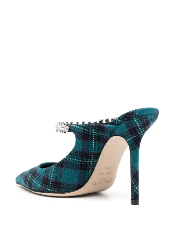 Jimmy Choo Mules Bing 100mm Tartan Blu FARFETCH IT