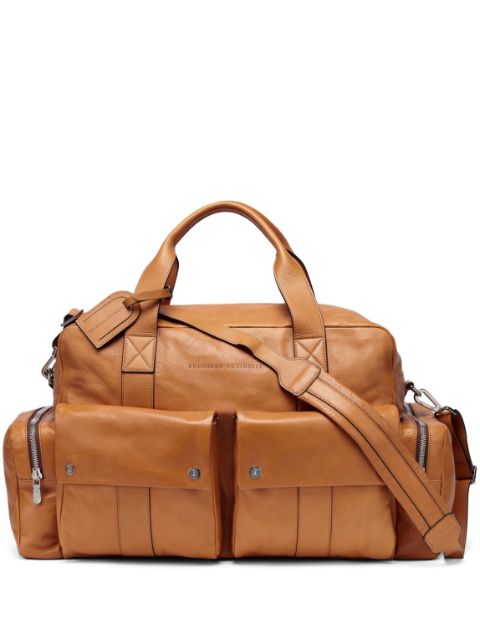 Brunello Cucinelli patch-pocket leather holdall Men