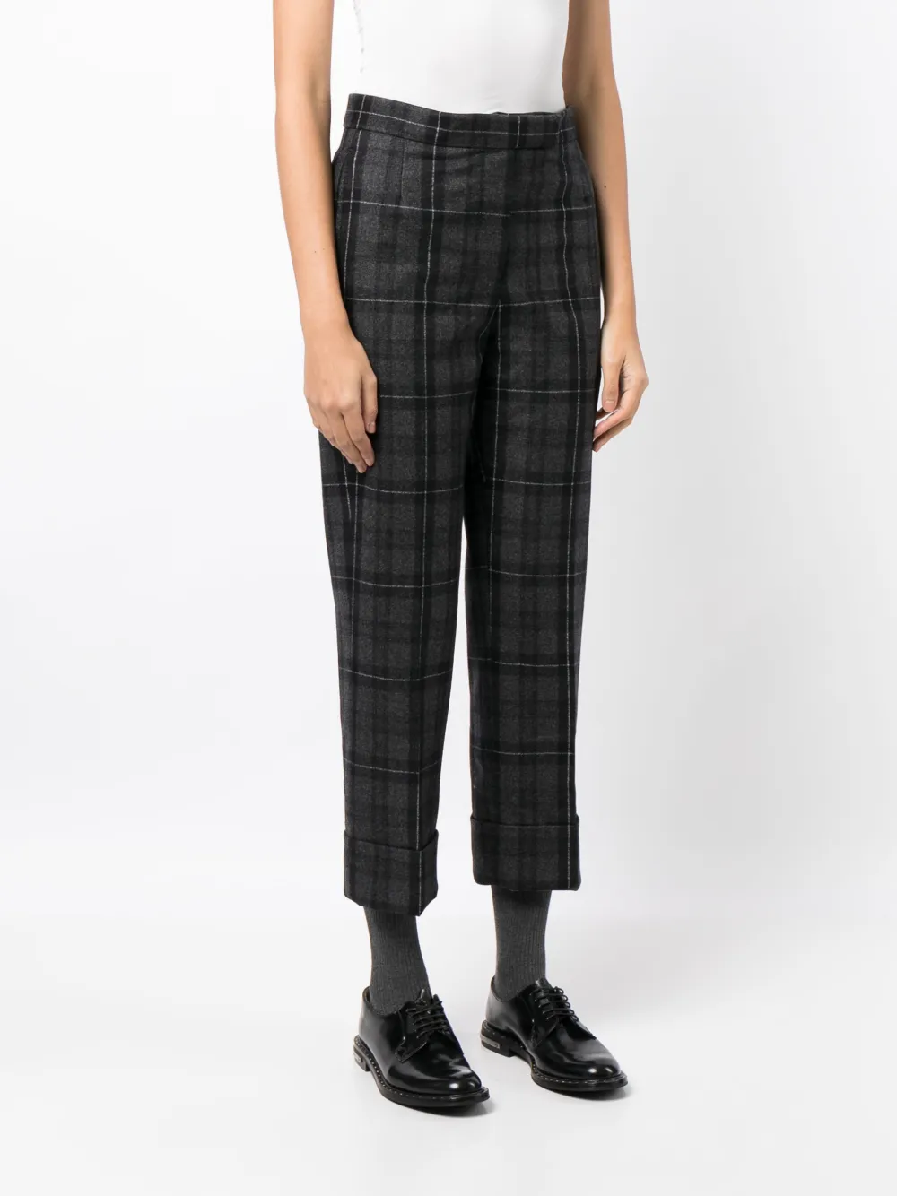 Thom Browne check-pattern cropped trousers | Trousers | Image 3