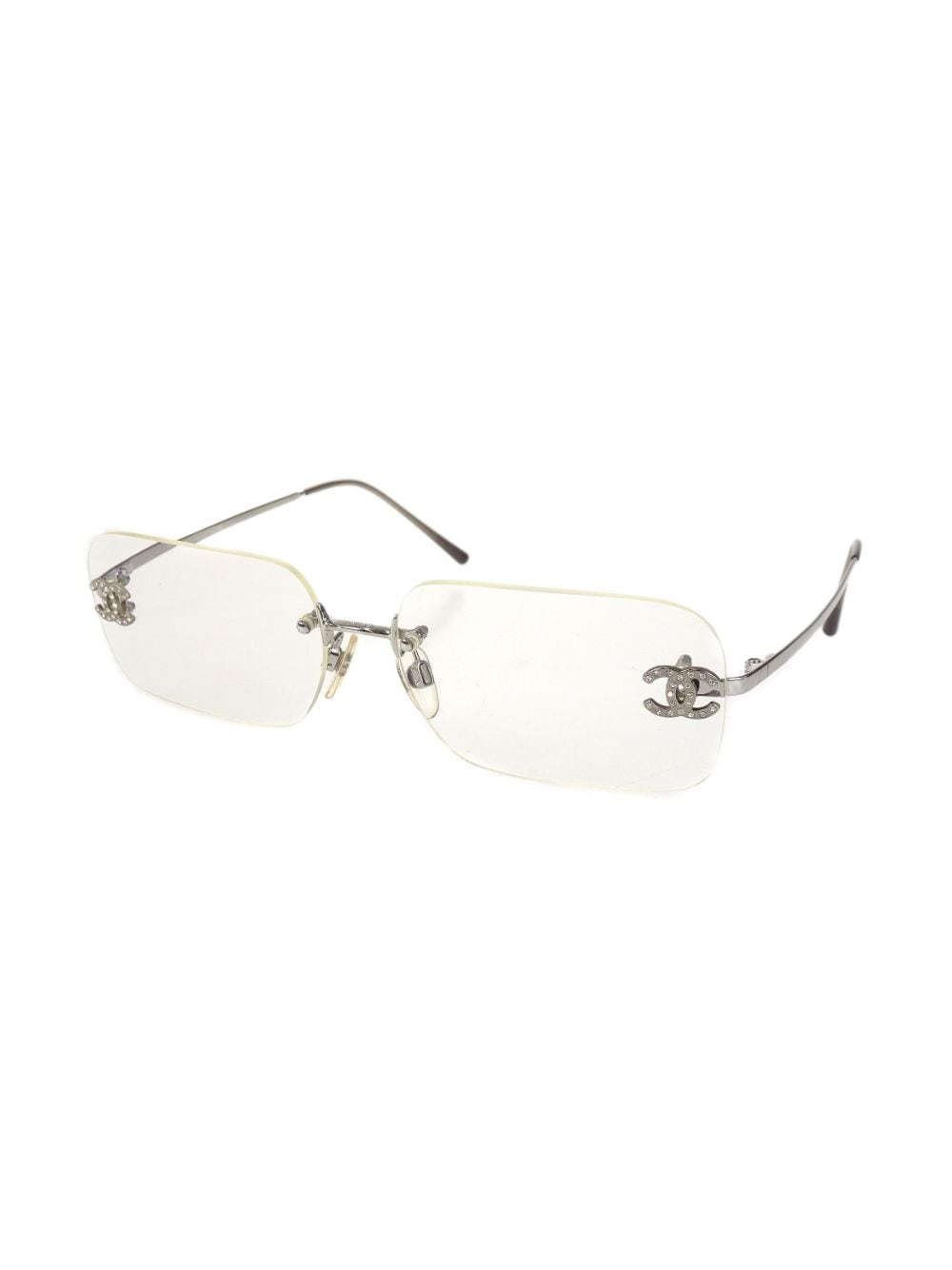 CHANEL Pre-Owned 1990s rhinestone-embellished CC Clear Sunglasses - Farfetch