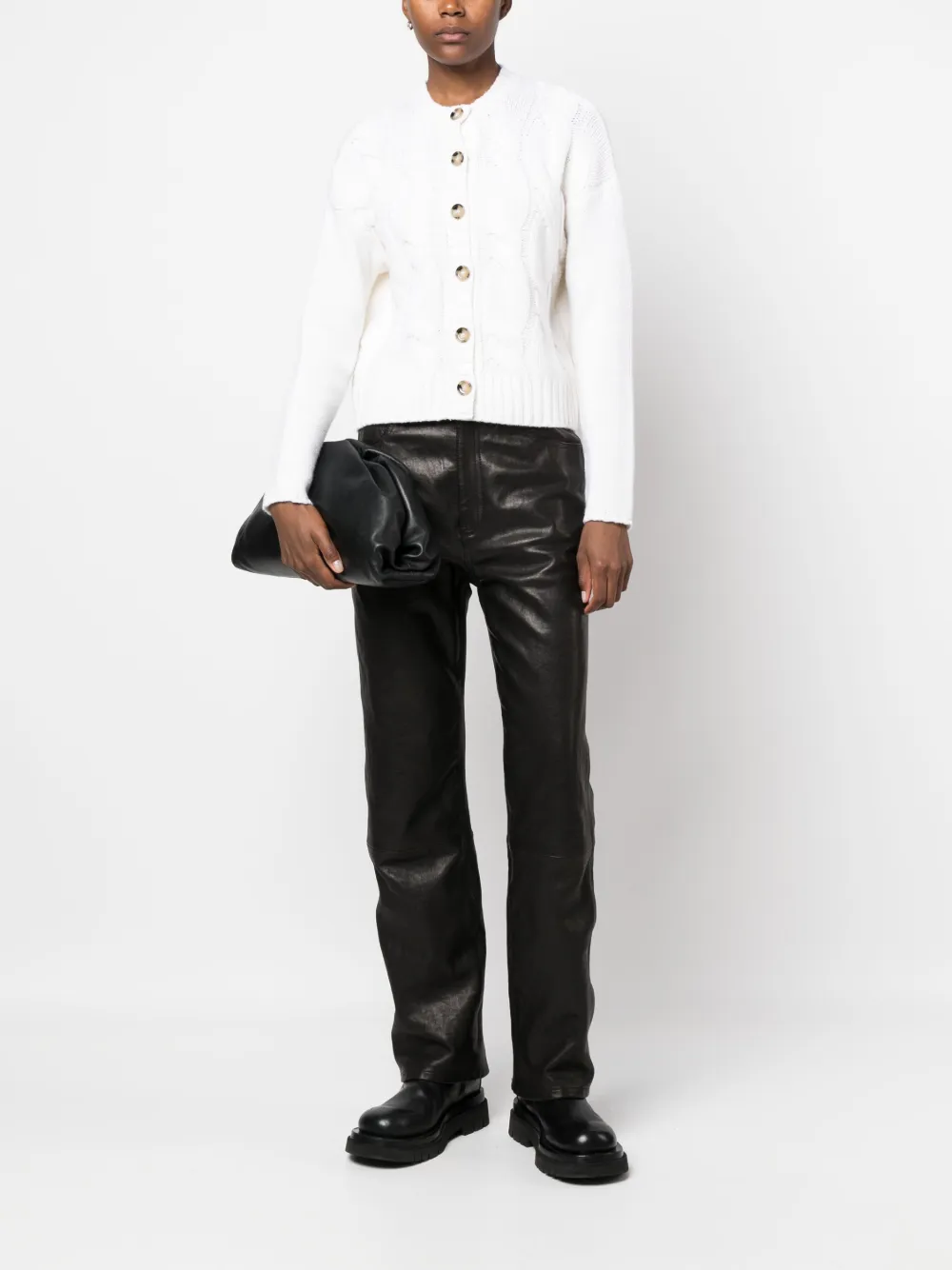 Allude Cable-knit Cashmere Cardigan In White