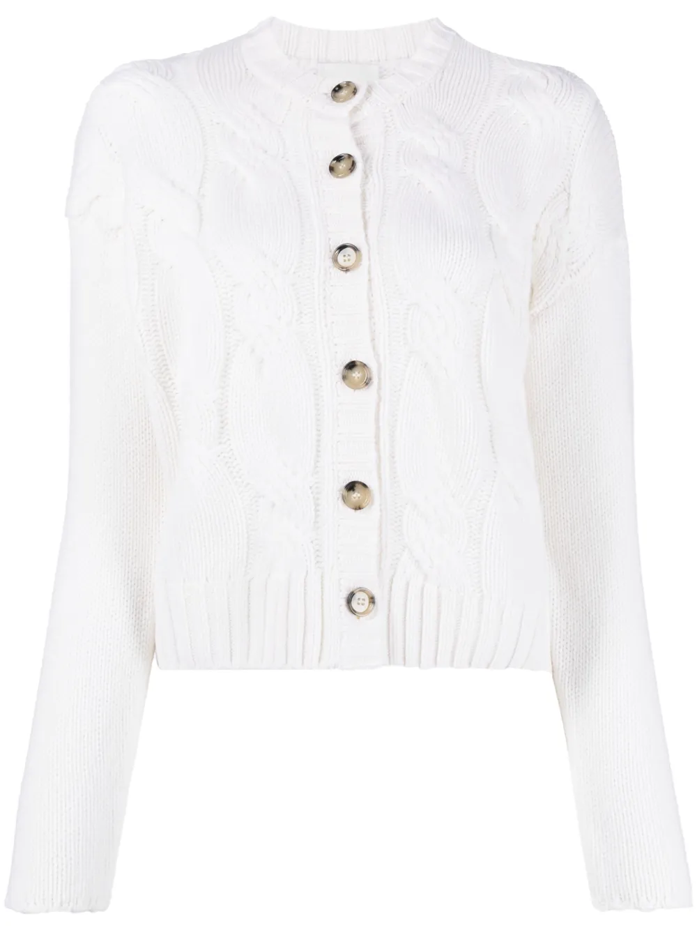Allude Cable-knit Cashmere Cardigan In White