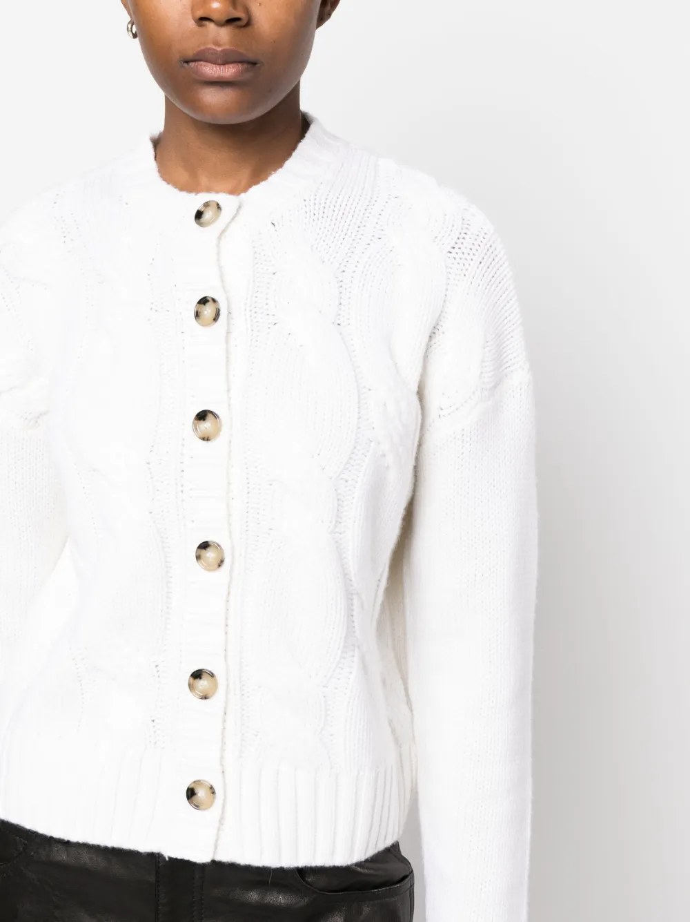 Allude Cable-knit Cashmere Cardigan In White
