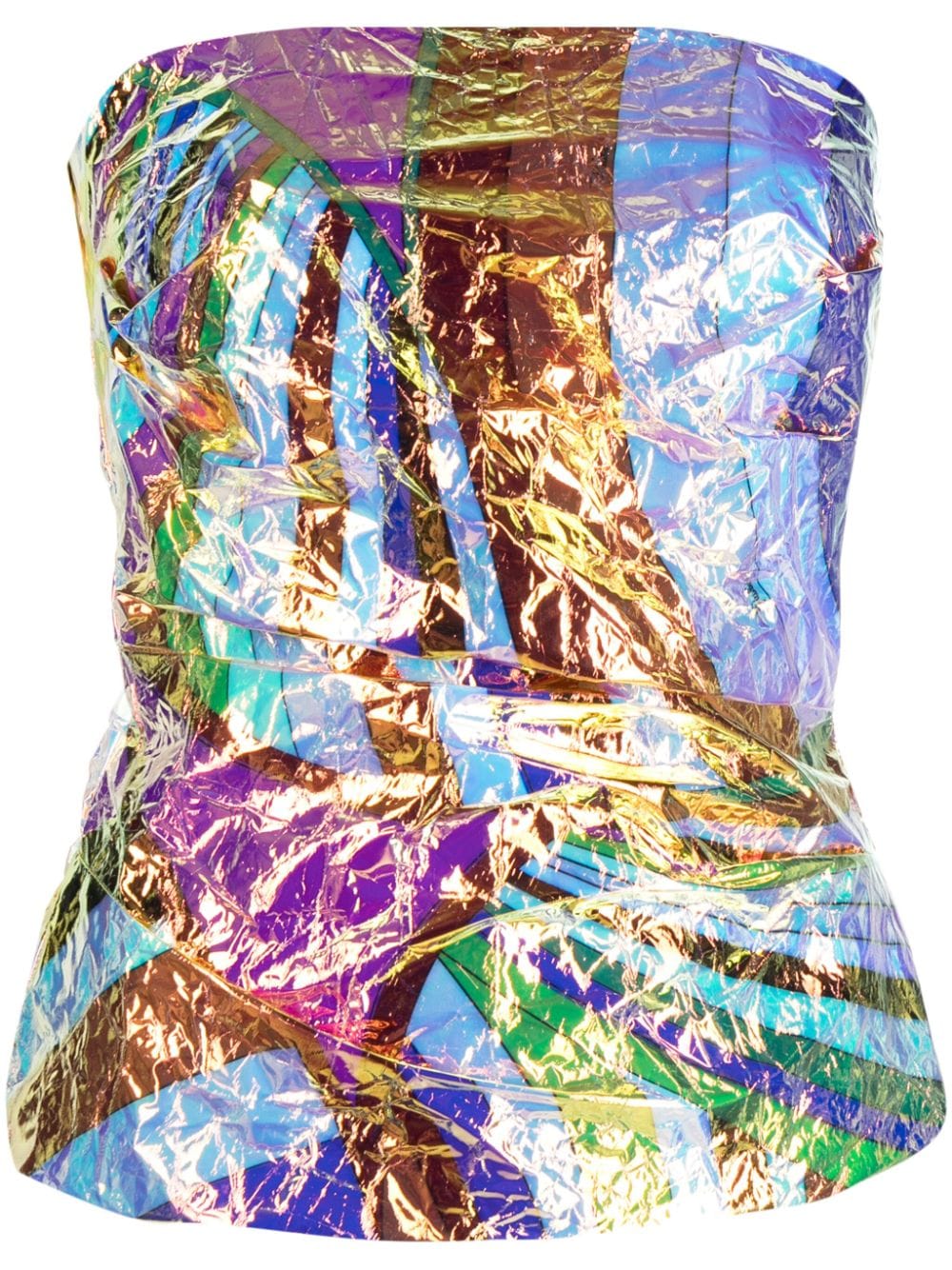 Image 1 of PUCCI Iride-print crinkled strapless top