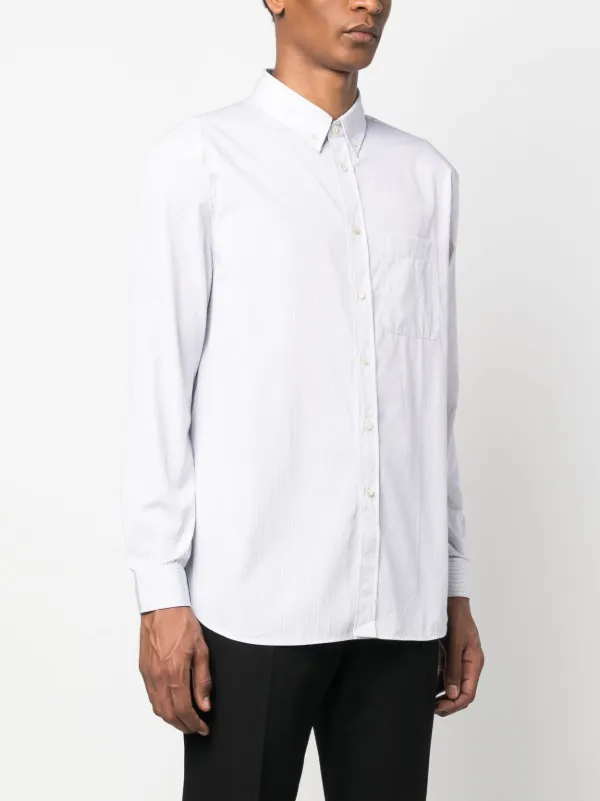 Saint Laurent Striped long-sleeve Cotton Shirt | White | FARFETCH