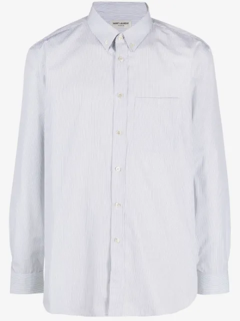Saint Laurent striped long-sleeve cotton shirt