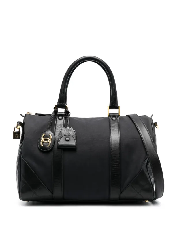 Chanel Pre-owned 1989-1991 Logo Charm Two-way Bag in Black