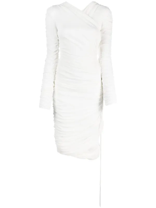 KHAITE The Arabella Ruched Midi Dress | White | FARFETCH AO
