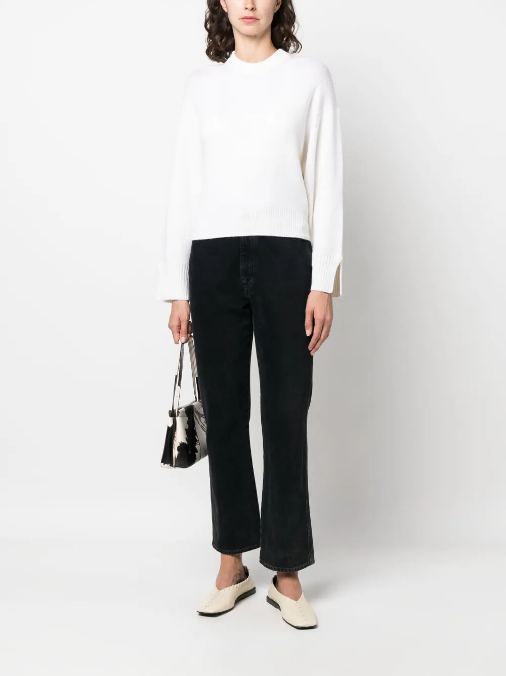 Allude crew-neck cashmere-blend jumper - Wit