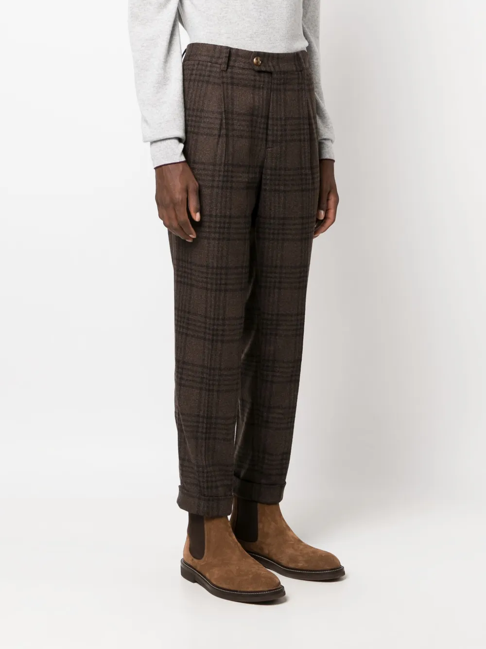 Brunello Cucinelli Geruite broek Bruin