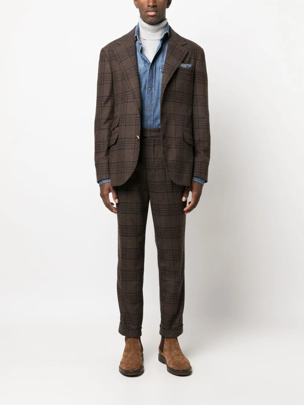 Brunello Cucinelli Geruite broek - Bruin