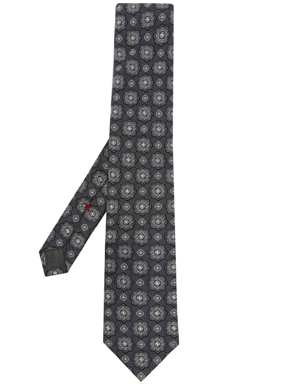 Brunello Cucinelli Stropdas met geborduurde bloemen Blauw