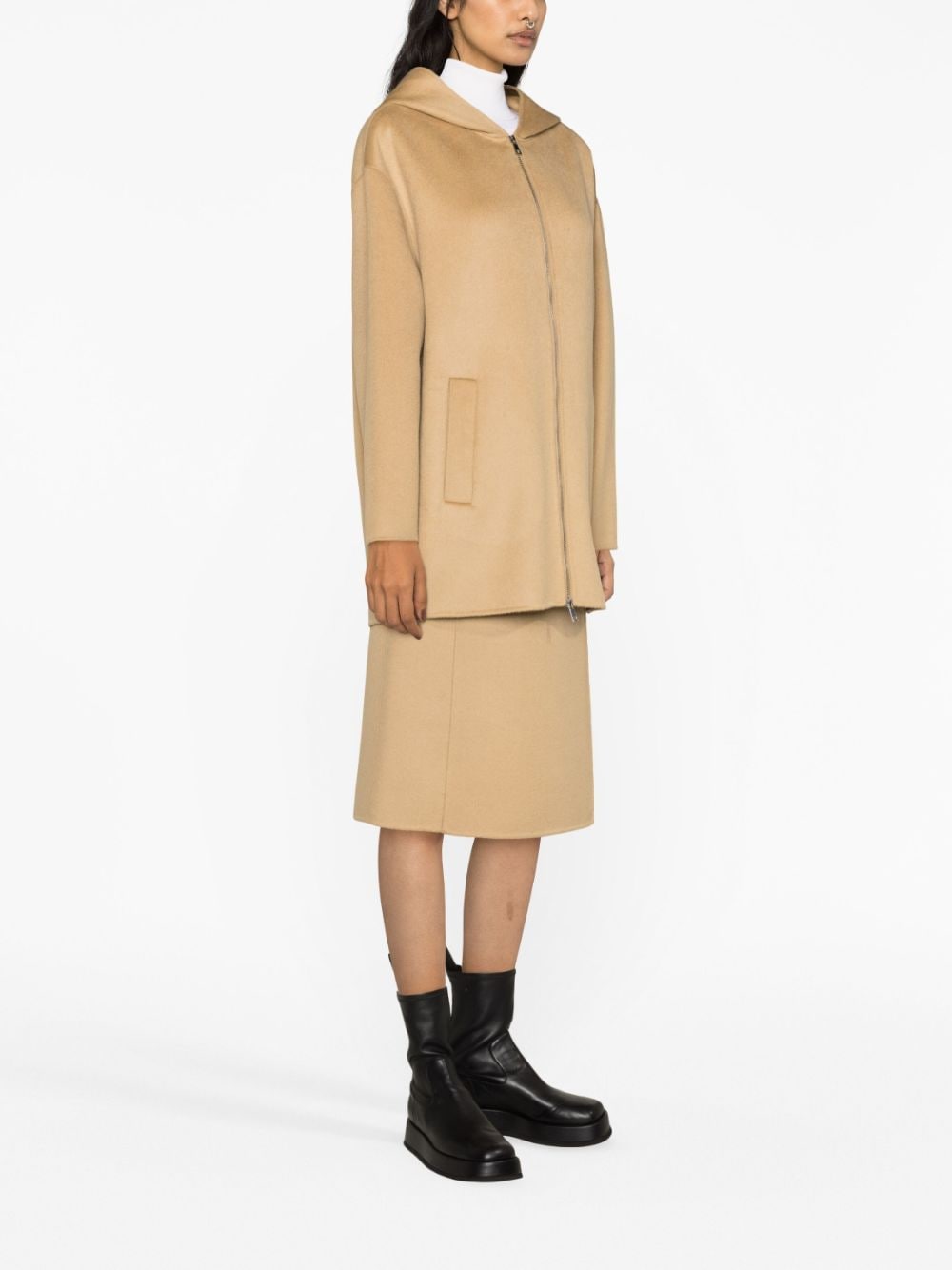 Shop P.a.r.o.s.h Hooded Wool Coat In Neutrals
