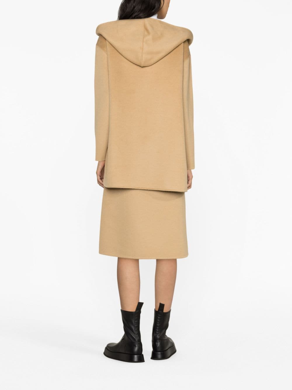 Shop P.a.r.o.s.h Hooded Wool Coat In Neutrals