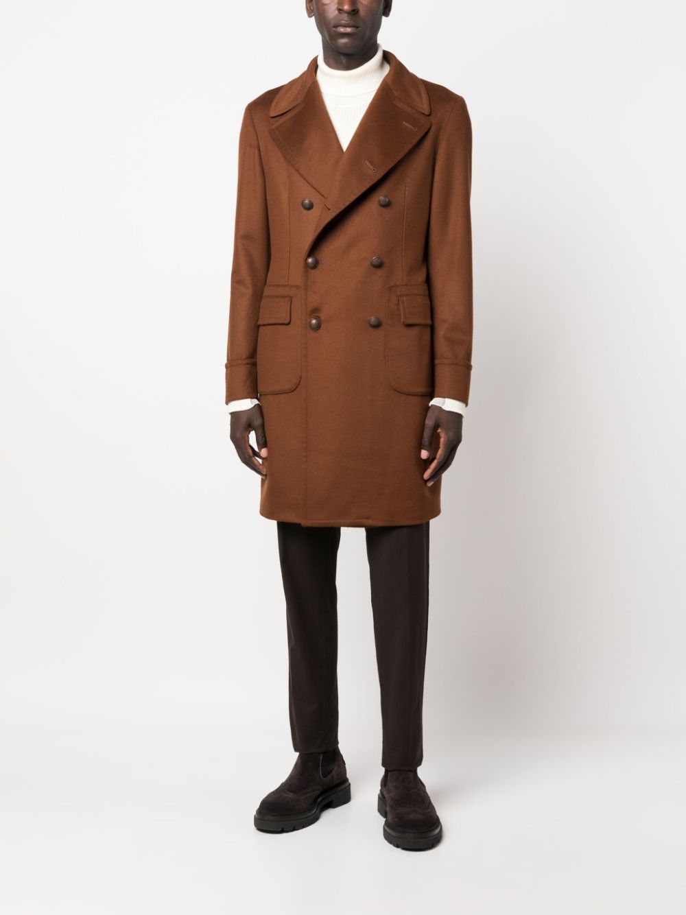 Tagliatore double-breasted virgin wool coat - Bruin