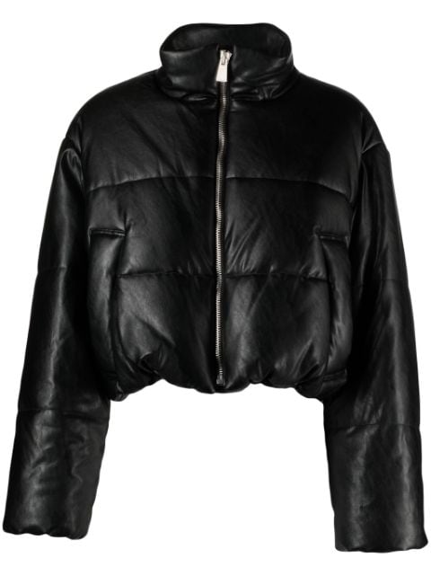 padded faux-leather cropped jacket