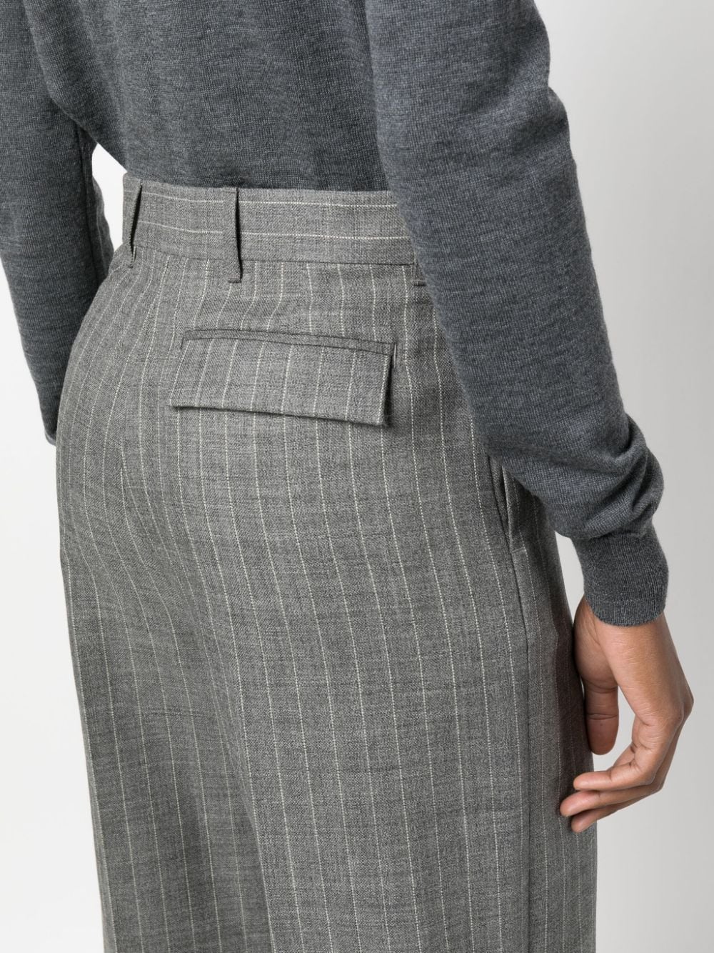 Shop There Was One Pinstripe-pattern Tailored Wool Trousers In Grey