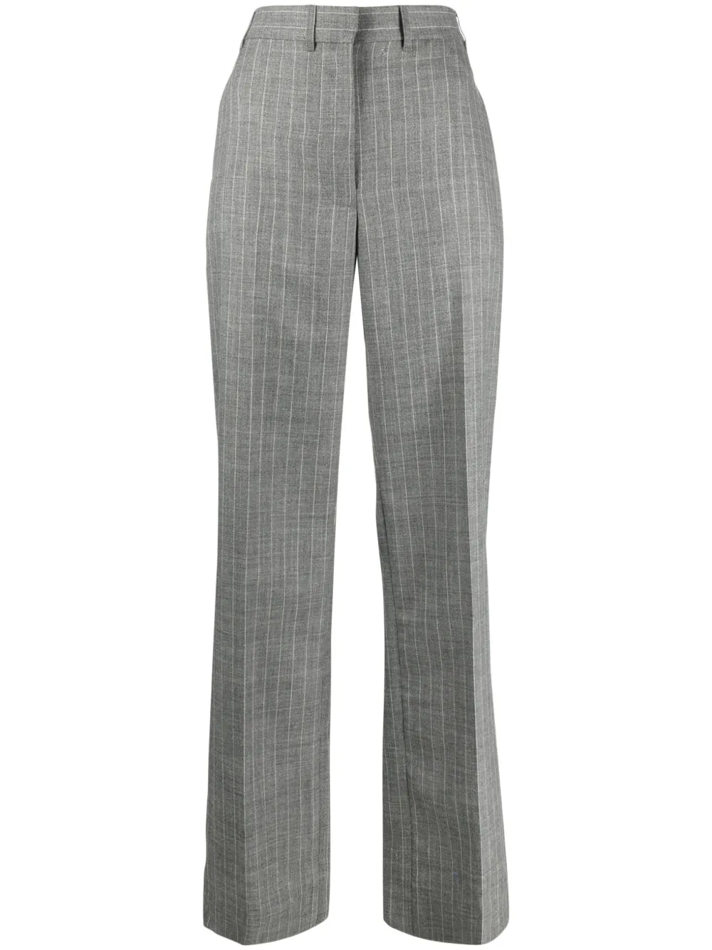 there was one pantalon de tailleur en laine à fines rayures - gris