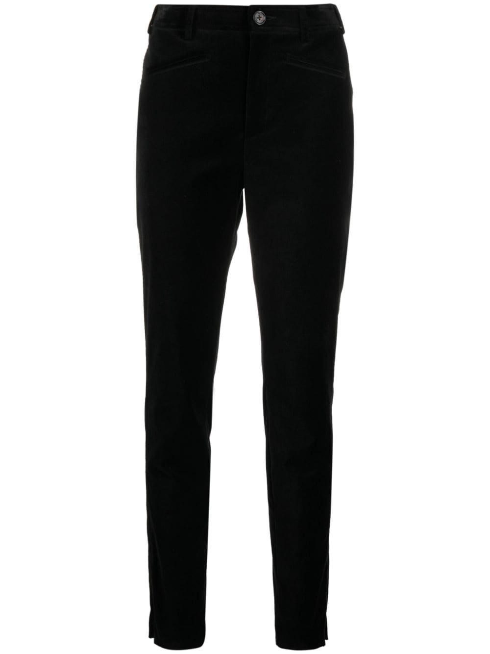 There Was One Velvet-finish Cotton Blend Trousers In Black