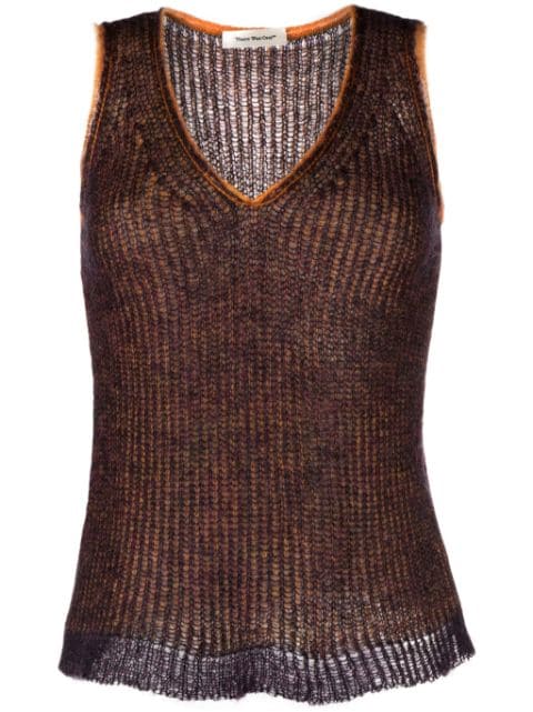 There Was One contrast-trim mohair-blend vest